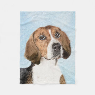 English Foxhound Painting - Cute Original Dog Art Fleece Blanket