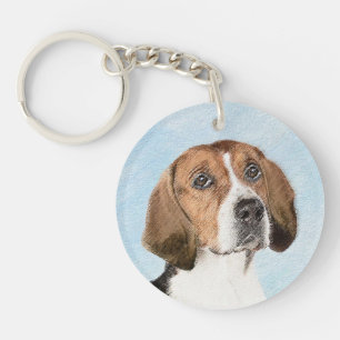 English Foxhound Painting - Cute Original Dog Art Key Ring