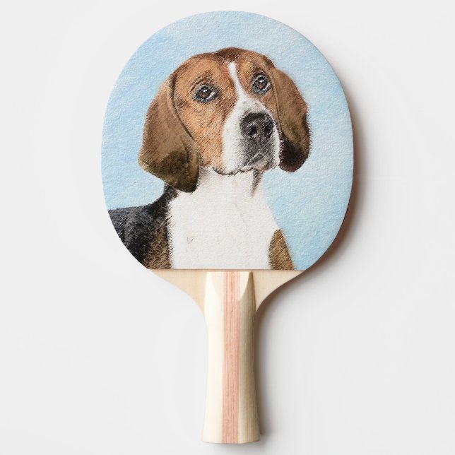 English Foxhound Painting - Cute Original Dog Art Ping Pong Paddle (Front)