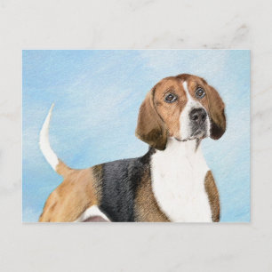 English Foxhound Painting - Cute Original Dog Art Postcard