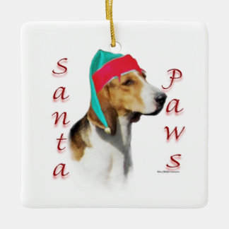 English Foxhound Santa Paws Ceramic Ornament