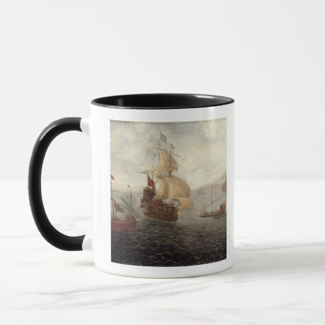 English Galley Frigate Flanked by Ottoman State Ba Mug (Left)