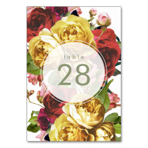 English Garden Boho Roses Wedding Table Numbers