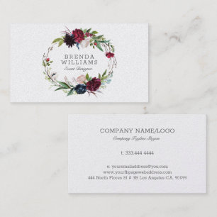 English garden colourful flowers wreath business c business card