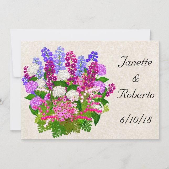 English Garden Floral Bouquet Wedding Invitation (Front)