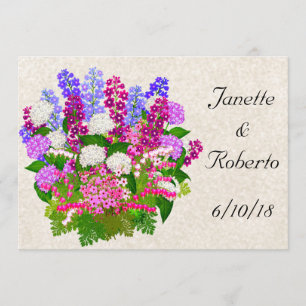 English Garden Floral Bouquet Wedding Invitation