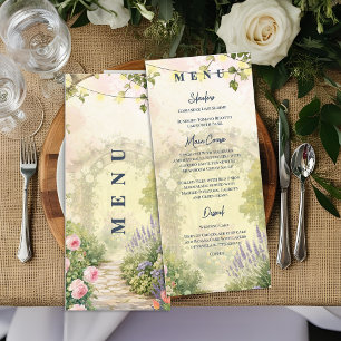 English Garden Floral Wedding Reception Dinner Menu