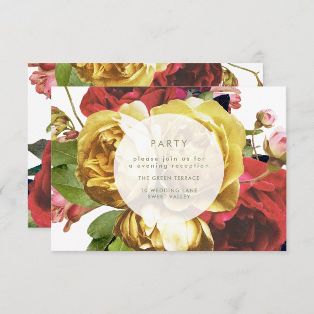 English Garden Party Wedding Reception Card (Front/Back)