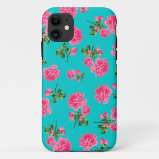 English garden pink roses iphone 5 case - teal