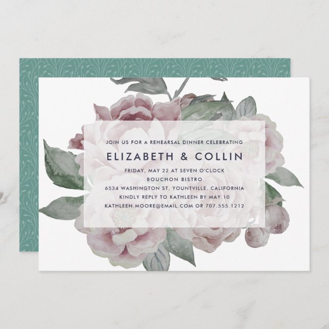 English Garden Rehearsal Dinner Invitation (Front/Back)