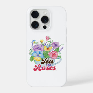 English Garden Style Tea And Roses Floral Art iPhone 15 Pro Case