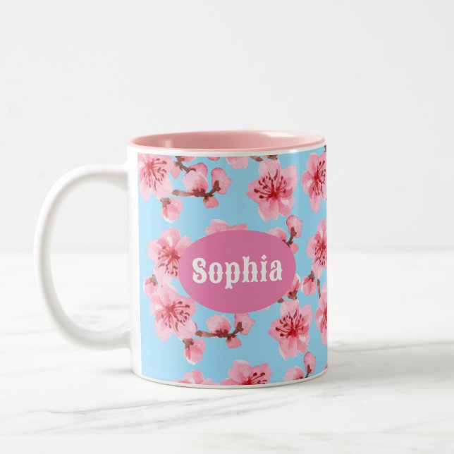 English Garden Vintage Flowers Two-Tone Coffee Mug (Left)