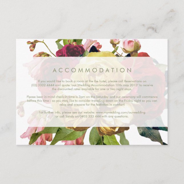 English Garden Vintage Rose Wedding enclosure card (Front)