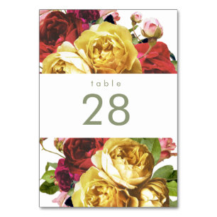 English Garden Vintage Roses Wedding Table Numbers