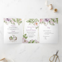 English Garden Wedding & Menu Invitation Tri-Fold
