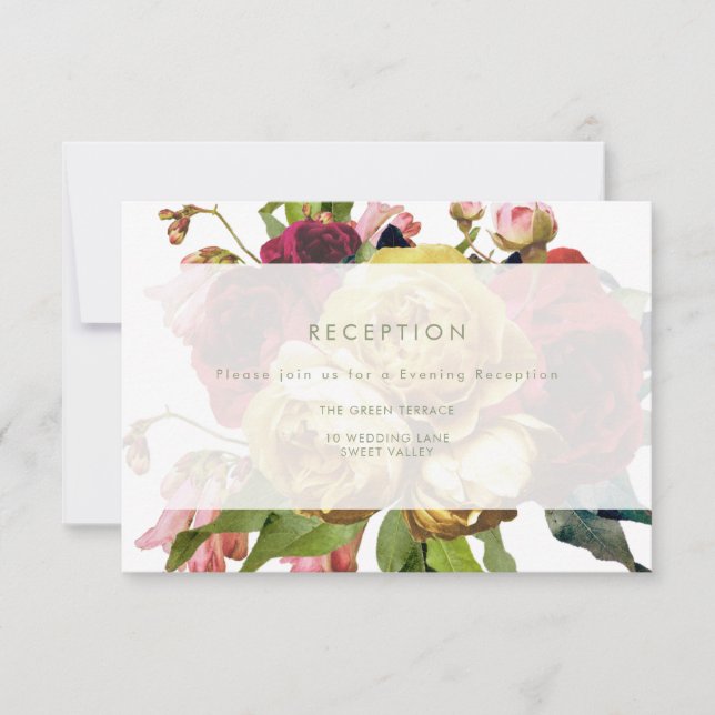 English Garden Wedding Reception Card (Front)