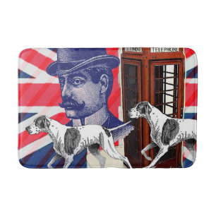 English Gentleman Telephone Booth union jack flag Bath Mat