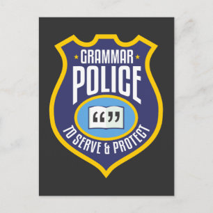 English Grammar Police Funny Sarcasm Literary Postcard