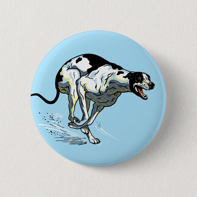 english greyhound race dog 6 cm round badge (Front)