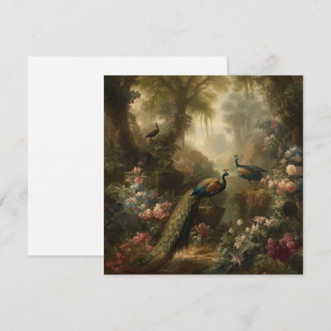 English Grove Peacock Trio Manor Summon Invitation (Front/Back)