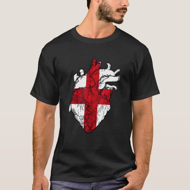 English Heart England Flag St George's Cross Engli T-Shirt (Front)