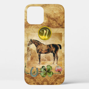 ENGLISH HORSE ,HORSESHOE AND SHAMROCK  MONOGRAM iPhone 12 CASE