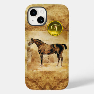 ENGLISH HORSE IN STABLE BROWN PARCHMENT MONOGRAM iPhone 14 CASE