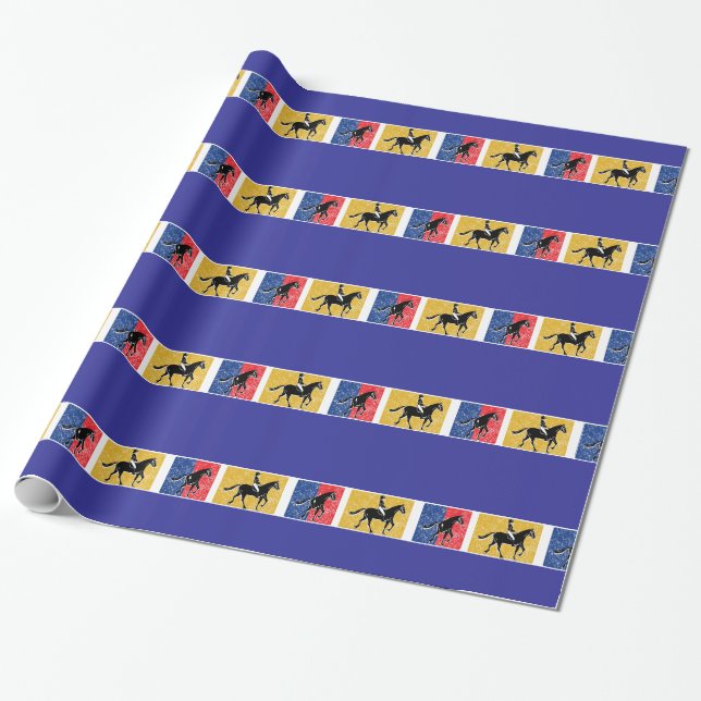 English Horse Rider Wrapping Paper (Unrolled)