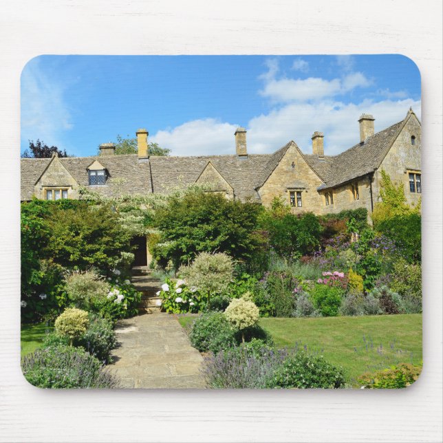 English house with flower garden mousepad (Front)
