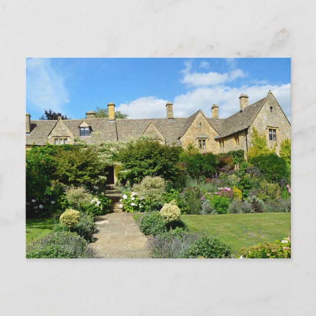English house with flower garden postcard (Front)