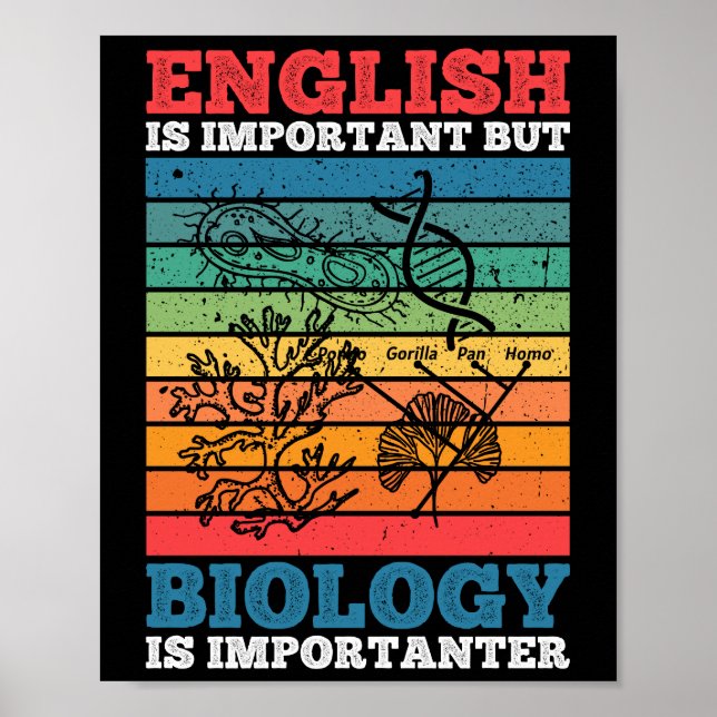 English Is Important But Biology Is Importanter Poster (Front)
