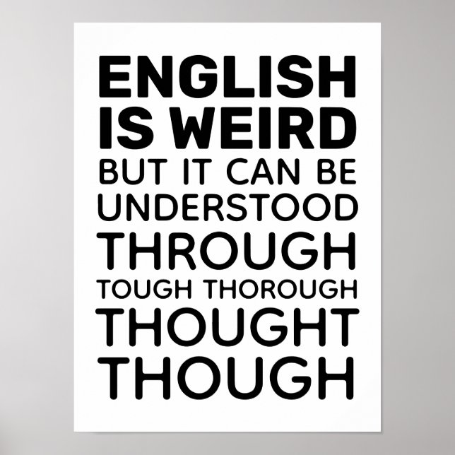 English is Weird Funny Grammar Poster (Front)