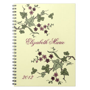 English Ivy & Purple Flowers-Name Spiral Notebook