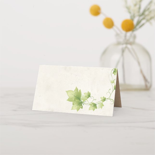 English Ivy Wedding Folded Place Card (Front)