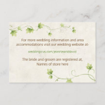 English Ivy Wedding Information Card