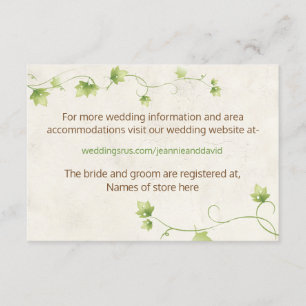 English Ivy Wedding Information Card