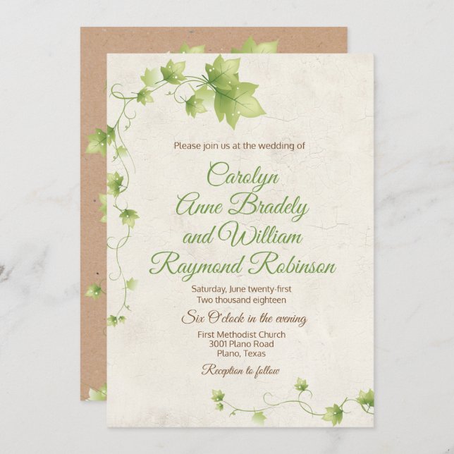 English Ivy Wedding Invitation (Front/Back)
