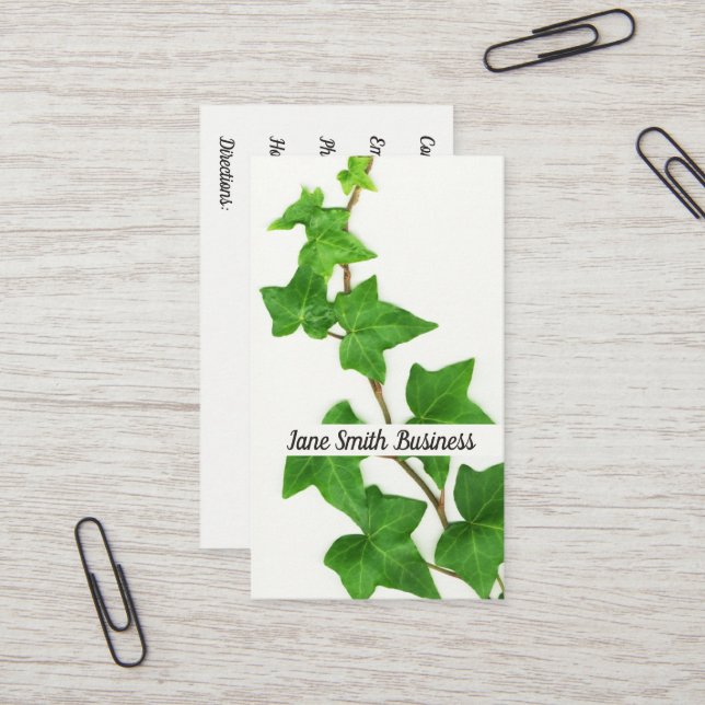 English Ivy White Background Green Vine Business Card (Front/Back In Situ)