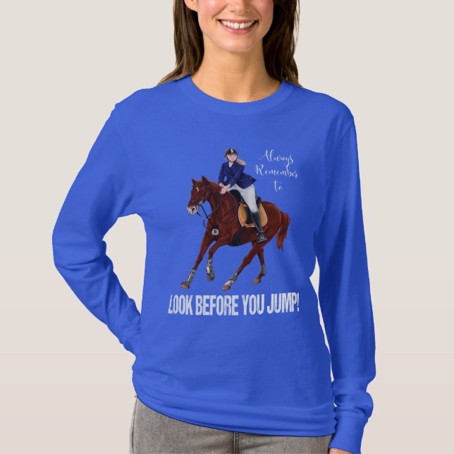 ENGLISH JUMPING HORSE AND RIDER WOMEN'S EQUESTRIAN T-Shirt (Front)