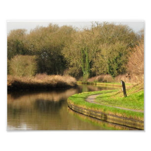 English Landscape Canal Narrowboat Pond Water Photo Print