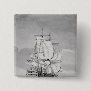 English Line-of-Battle Ship, 18th century 15 Cm Square Badge