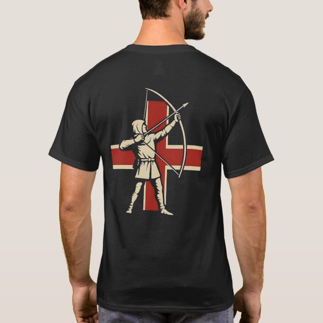 English Longbow Archer St George Cross T-Shirt (Back)