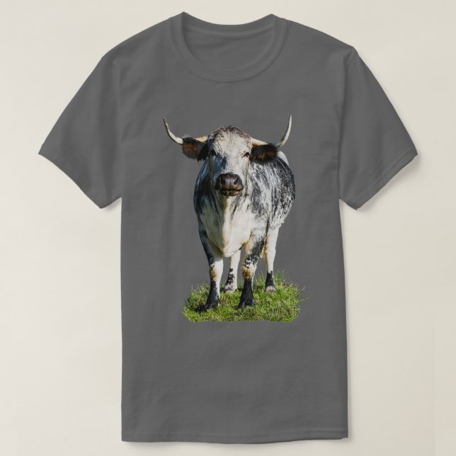 English Longhorn Cow  T-Shirt (Design Front)