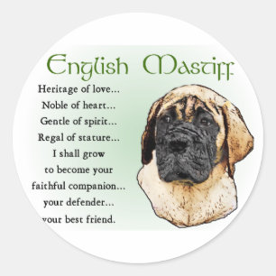 English Mastiff Art Gifts Classic Round Sticker