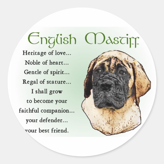 English Mastiff Art Gifts Classic Round Sticker (Front)