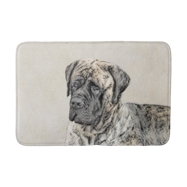 English Mastiff (Brindle) Painting - Dog Art Bath Mat (Front)