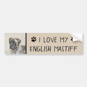 English Mastiff (Brindle) Painting - Dog Art Bumper Sticker
