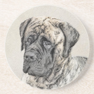 English Mastiff (Brindle) Painting - Dog Art Coaster