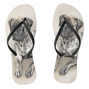 English Mastiff (Brindle) Painting - Dog Art Jandals