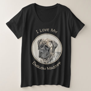 English Mastiff (Brindle) Painting - Dog Art Plus Size T-Shirt